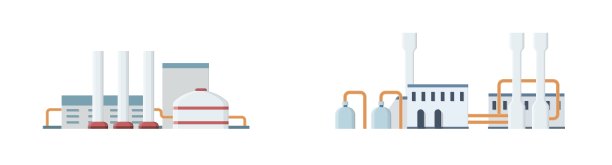 一套工业厂房。工厂、工厂、能源和发电站。图片下载