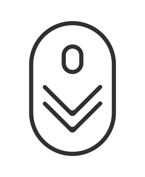 向下滚动图标形状，用于网页或App设计的鼠标滚动符号，白色背景上的趋势线设计矢量图图片下载