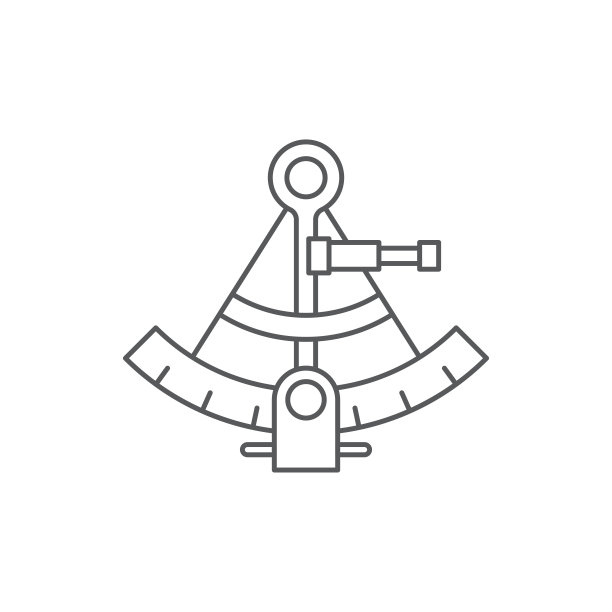 六分仪矢量图标符号，在白色背景上隔离图片下载