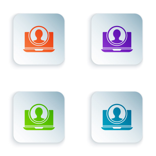 彩色创建帐户屏幕图标隔离在白色图片下载