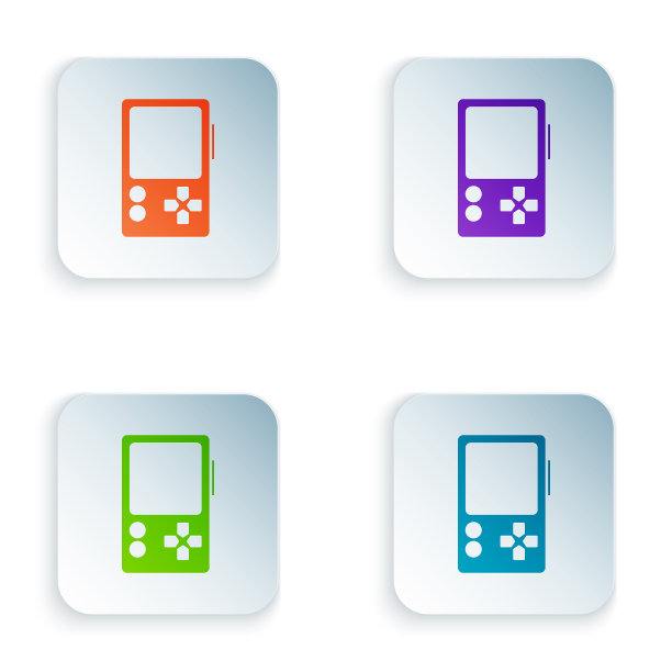 彩色便携式视频游戏控制台图标隔离开图片下载