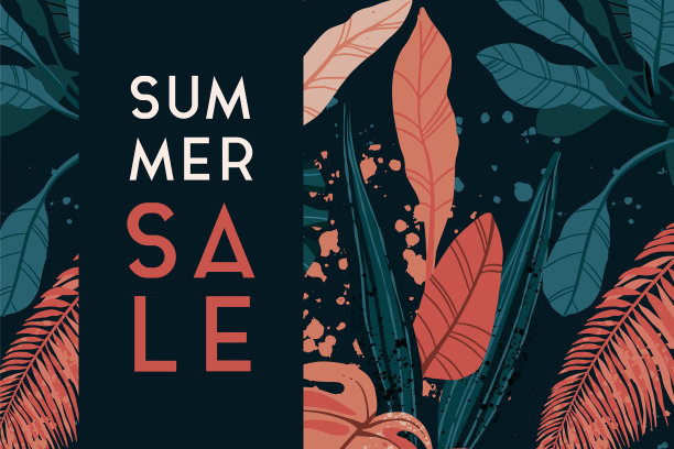 热带销售设计与异国情调的棕榈树图片下载