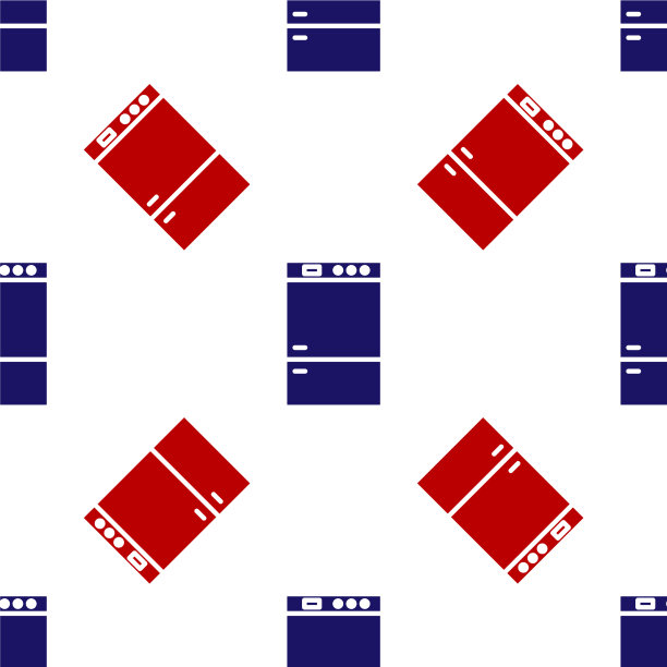 蓝色和红色冰箱图标隔离无缝图片下载