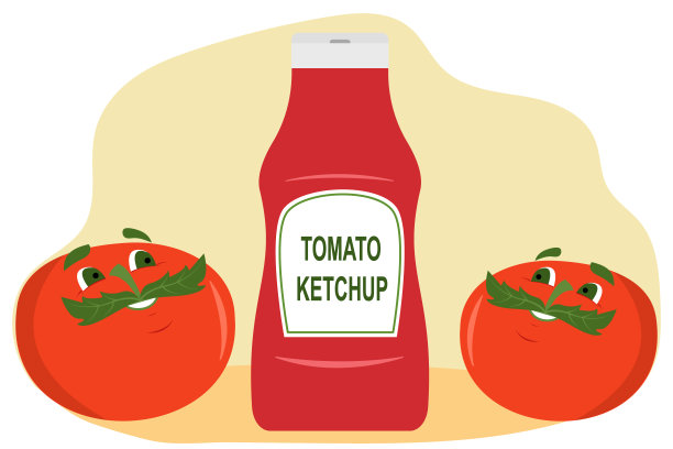 有趣的西红柿喜欢美味的番茄酱在瓶子里图片下载