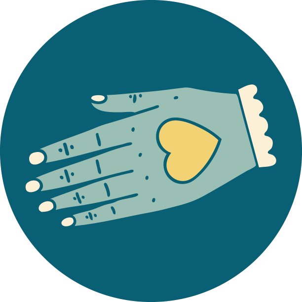 纹身风格的手图标图片下载