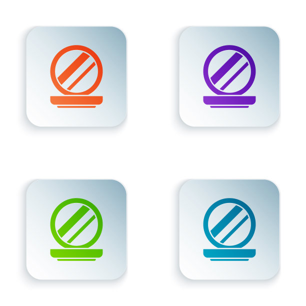 彩妆粉与镜子图标隔离上图片下载