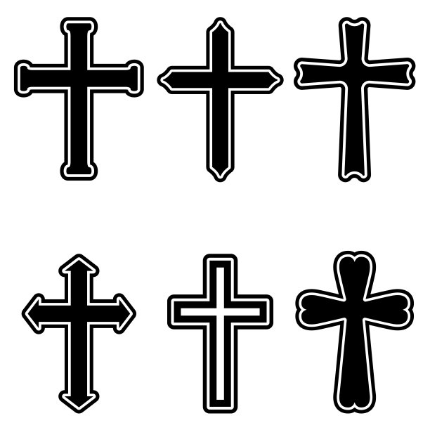 一套基督教宗教十字架的插图。信息图形，徽章，标志，海报，汽车，横幅的设计元素。矢量图图片下载