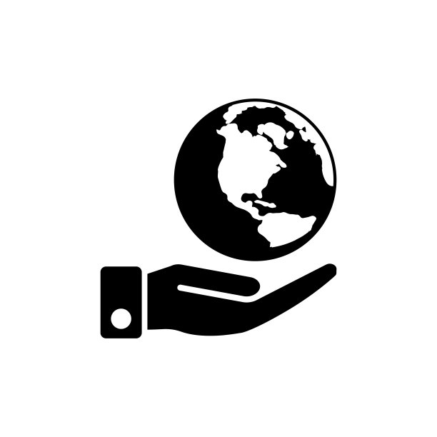 地球和手图标扁平矢量模板设计图片下载
