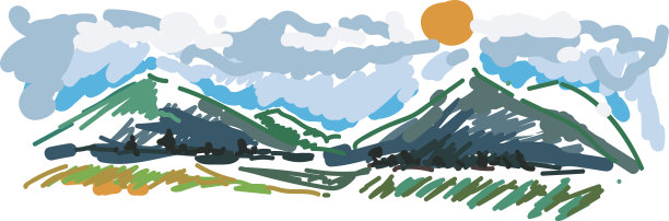以极简的方式描绘山脉、天空和太阳图片下载