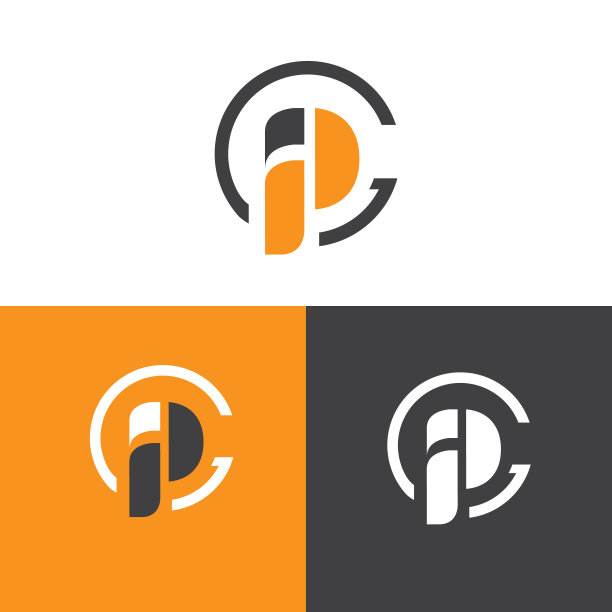 字母IP简单符号向量模板在橙色图片下载