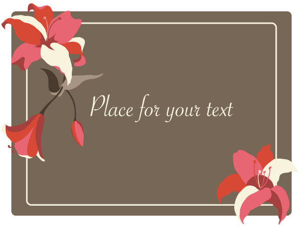 带百合花的矢量卡片模板图片下载