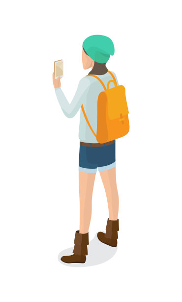 高中女后视图牛仔裤短裤矢量图片下载