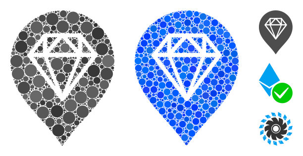 钻石地图标志组成图标球图片下载