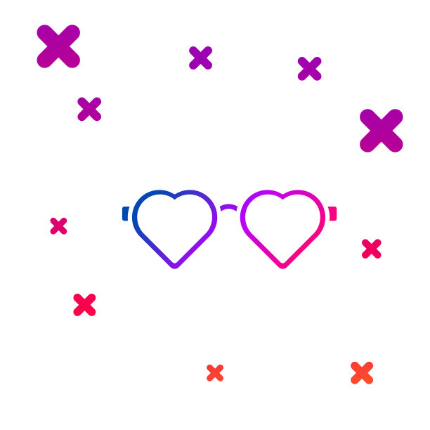 彩色心形爱眼镜图标孤立上图片下载