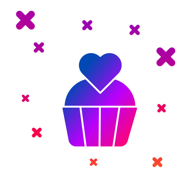 彩色婚礼蛋糕与心的图标隔离上图片下载