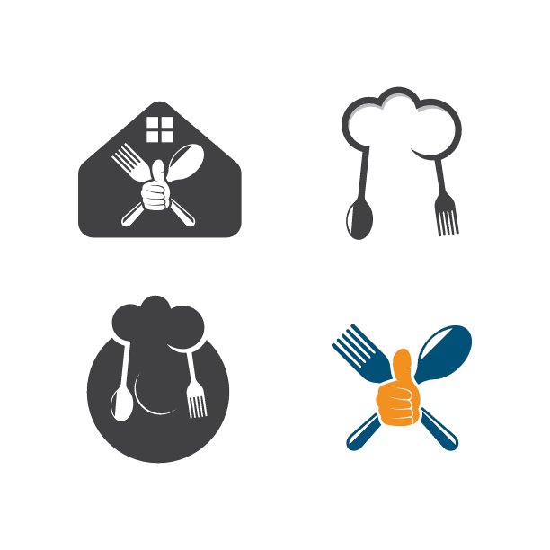 叉子，勺子标志图标矢量插图图片下载
