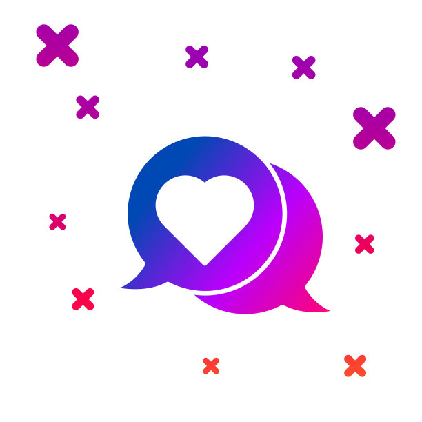 颜色心在语音气泡图标孤立上图片下载