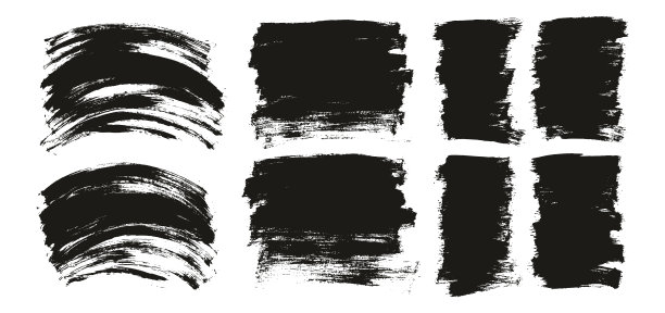 平面油漆刷薄弯曲&长&短背景高细节抽象矢量背景集图片下载