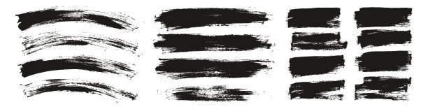 平面油漆刷薄弯曲&长&短背景高细节抽象矢量背景集图片下载