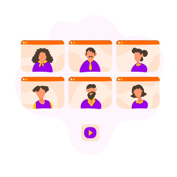 人化身。视频会议电话。在家工作。在线虚拟会议。视频会议网络研讨会。新冠肺炎大流行期间的世卫组织股票矢量插图在平面风格图片下载