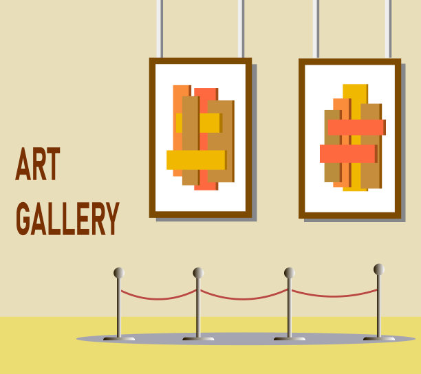 抽象展览的内部。当代美术馆。矢量插图。图片下载
