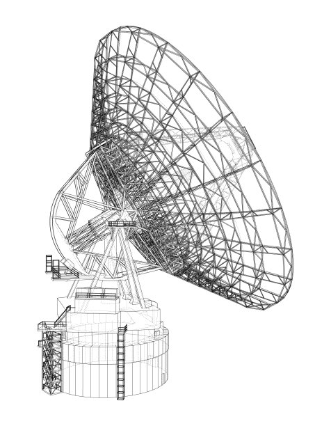 射电望远镜概念大纲。向量图片下载