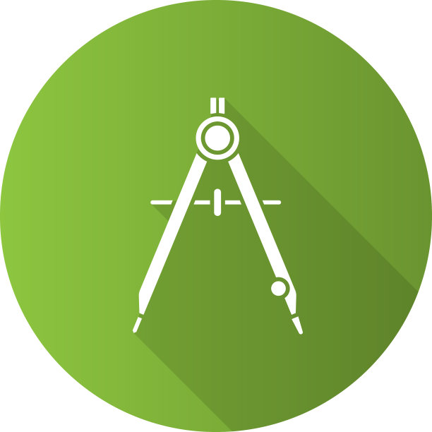 绘制圆规平面设计长阴影字形图标图片下载