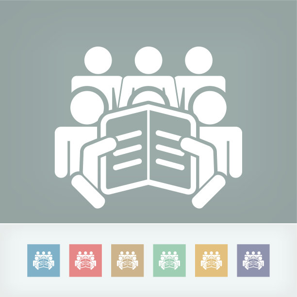 一组读者与听众概念图标图片下载