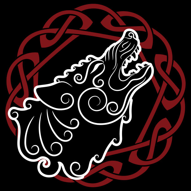 狼在凯尔特风格嚎叫图片下载