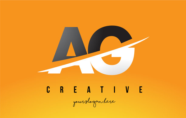 带有黄色字母的Ag现代标志设计图片下载