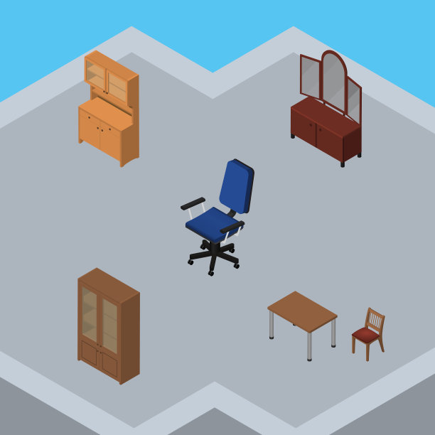 等距家具一套抽屉办公椅图片下载