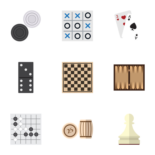 扁平风格的国际象棋桌棋子图标合集图片下载