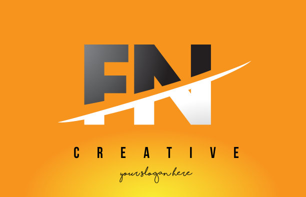 Fn字母用黄色设计的现代标志图片下载