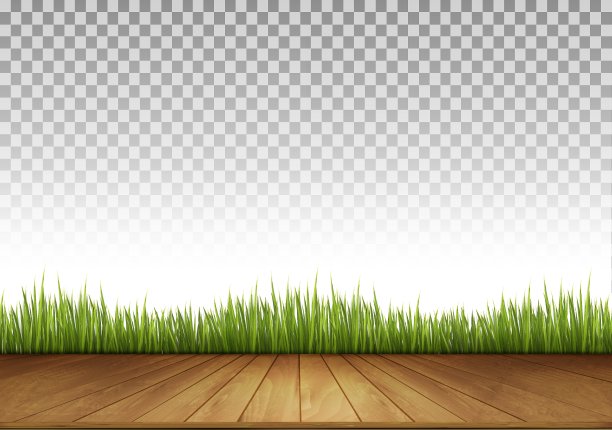 背景与木地板和绿草图片下载