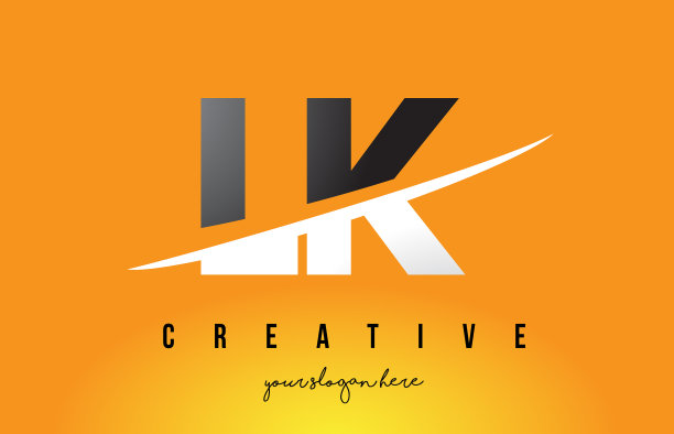 路k字母的现代标志设计采用黄色图片下载