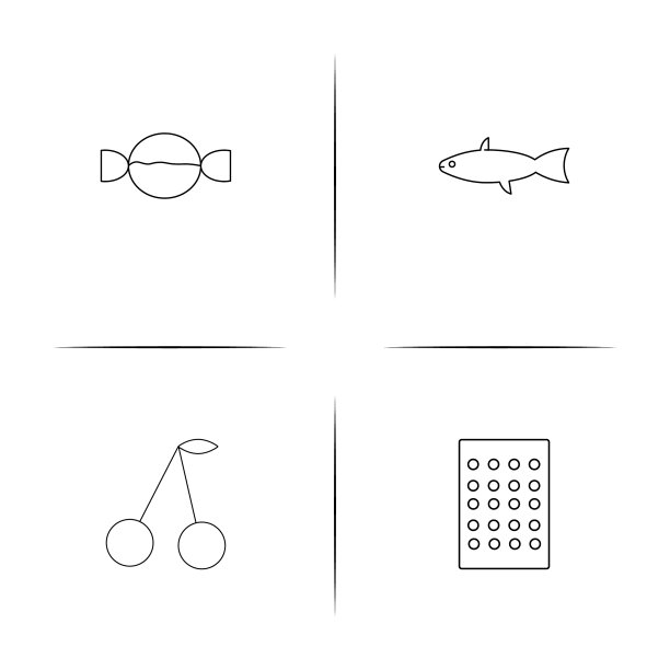 食物和饮料简单线性图标设置简单图片下载