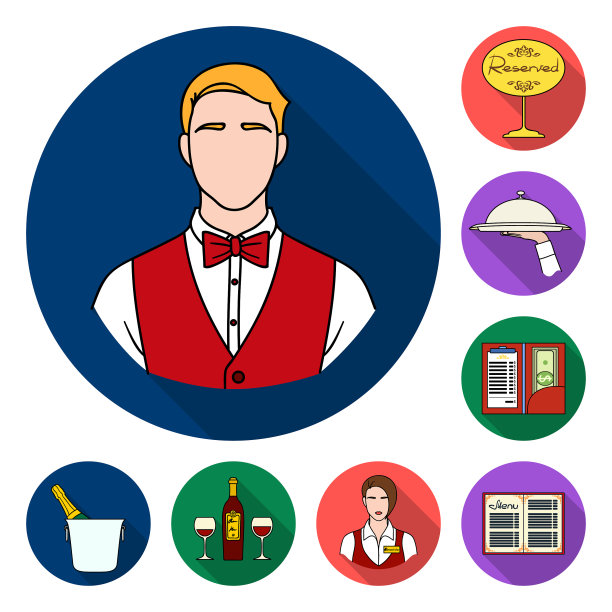 餐厅和酒吧平面图标集合图片下载