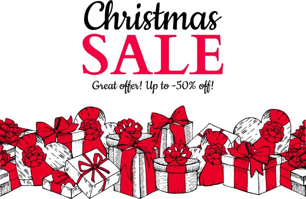 圣诞促销横幅手绘节日图片下载