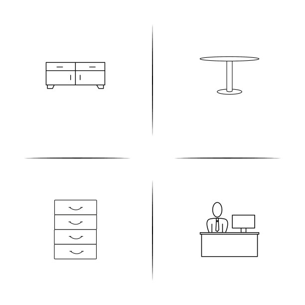 家具简单的线性图标设置简单的轮廓图片下载