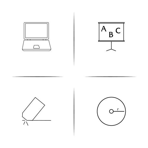 教育简单的线性图标设置简单的轮廓图片下载