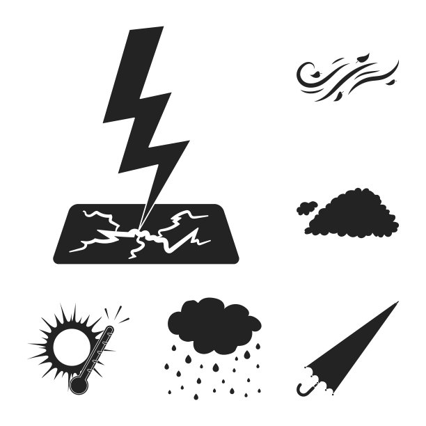 不同天气的黑色图标集合图片下载