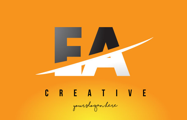 一个带有黄色字母的现代标志设计图片下载