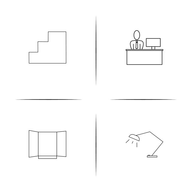 家具简单的线性图标设置简单的轮廓图片下载