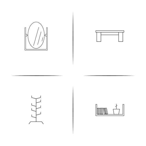 家具简单的线性图标设置简单的轮廓图片下载