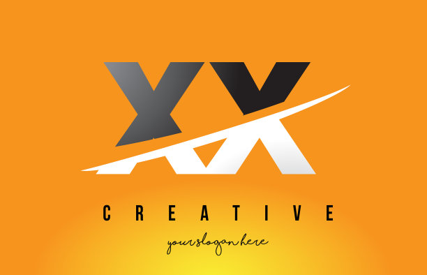 Xx Xx字母的现代标志设计用黄色图片下载