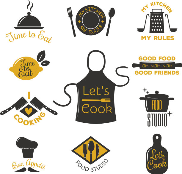 面包店徽章和烹饪标签设计图片下载