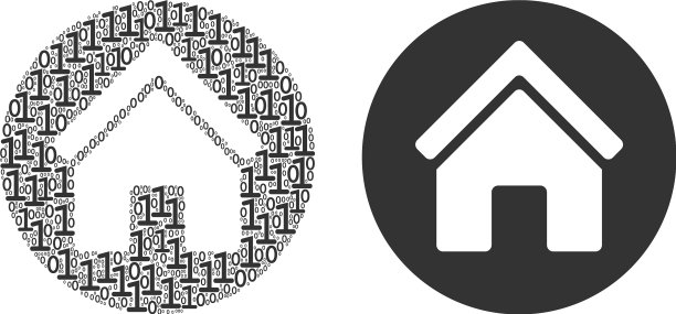 房地产拼贴的二进制数字图片下载