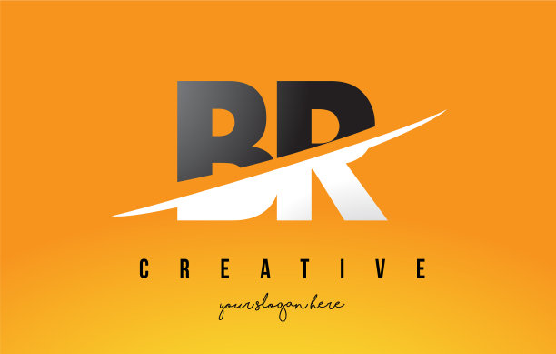 带有黄色字母的现代标志设计图片下载