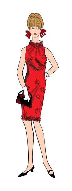 20世纪60年代风格的时尚女性时装女孩图片下载