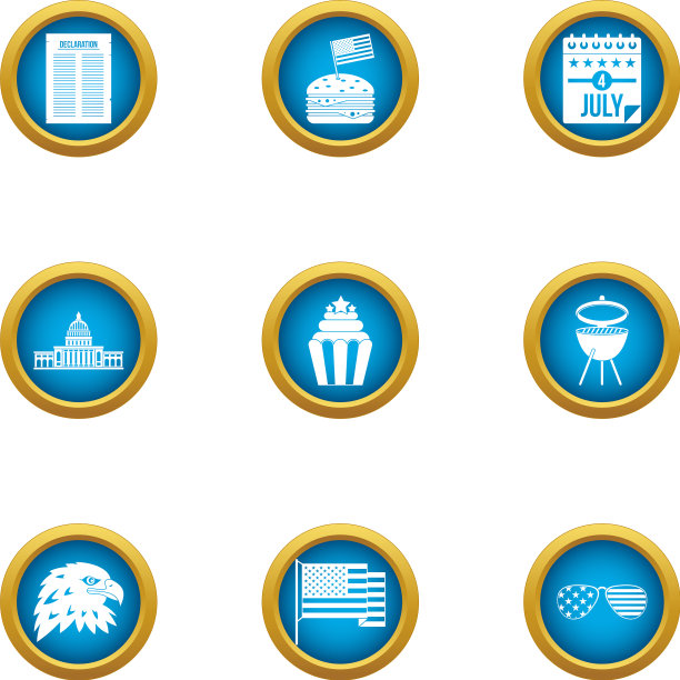 美国物种图标设置扁平风格图片下载